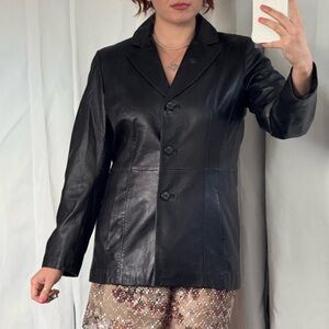 🖤 Vintage Merona Genuine Leather Blazer